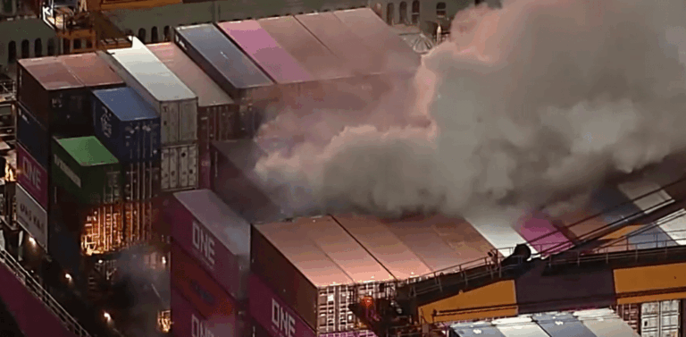 Incêndio atinge navio no porto de Los Angeles, o mais movimentado da América do Norte
