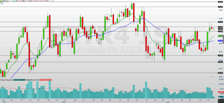 Análise de VALE3 e PETR4: tendências e resistências em novembro