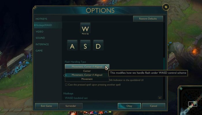 m da função de WASD no LoL