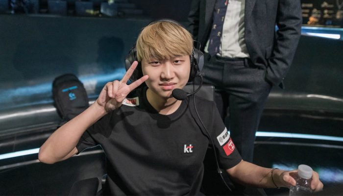 m do jogador Aiming no palco da LCK